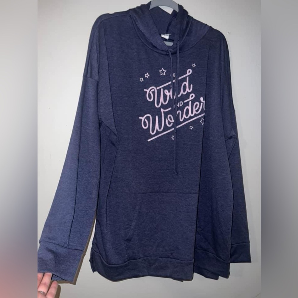 Draw String Hooded Light Long Sleeve Plus Size Top; 3X; Sew In Love Brand